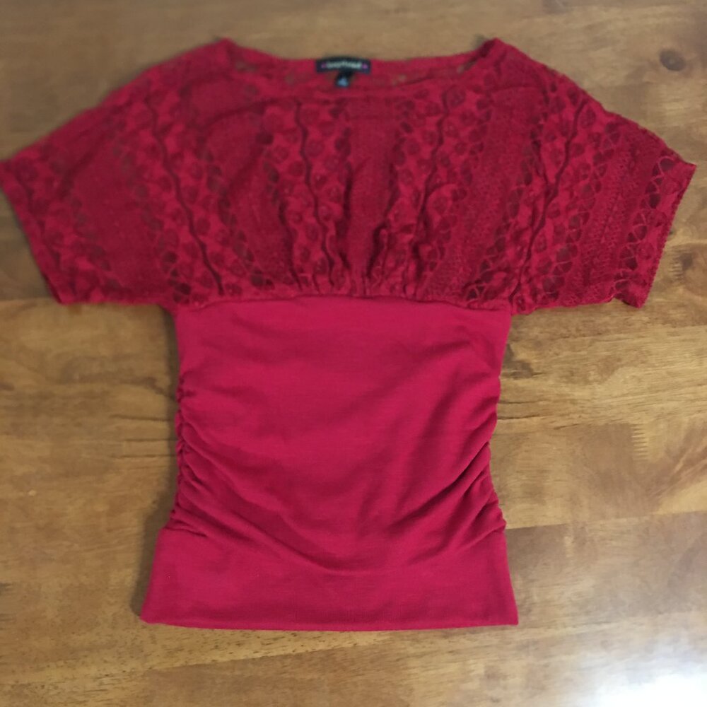 Womens Juniors Lace Top Blouse